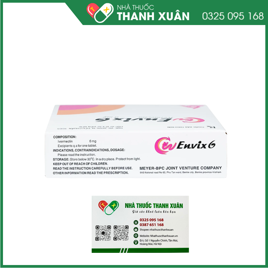 Envix 6 trị giun chỉ Onchocerca do ấu trùng giun chỉ Onchocerca volvulus, giun lươn ở ruột